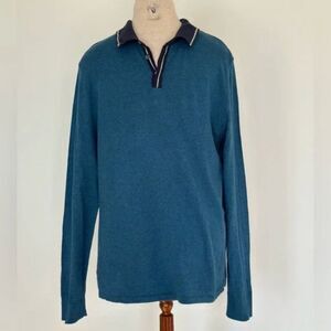 Bonobos Collared Linen Blend Long Sleeve Polo Size Slim Medium